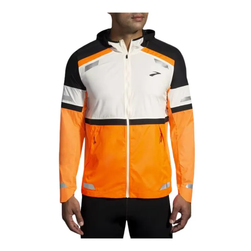 Brooks Men's Run Visible Jacket 2.0 Ecru/Fluoro Flash/Black-1