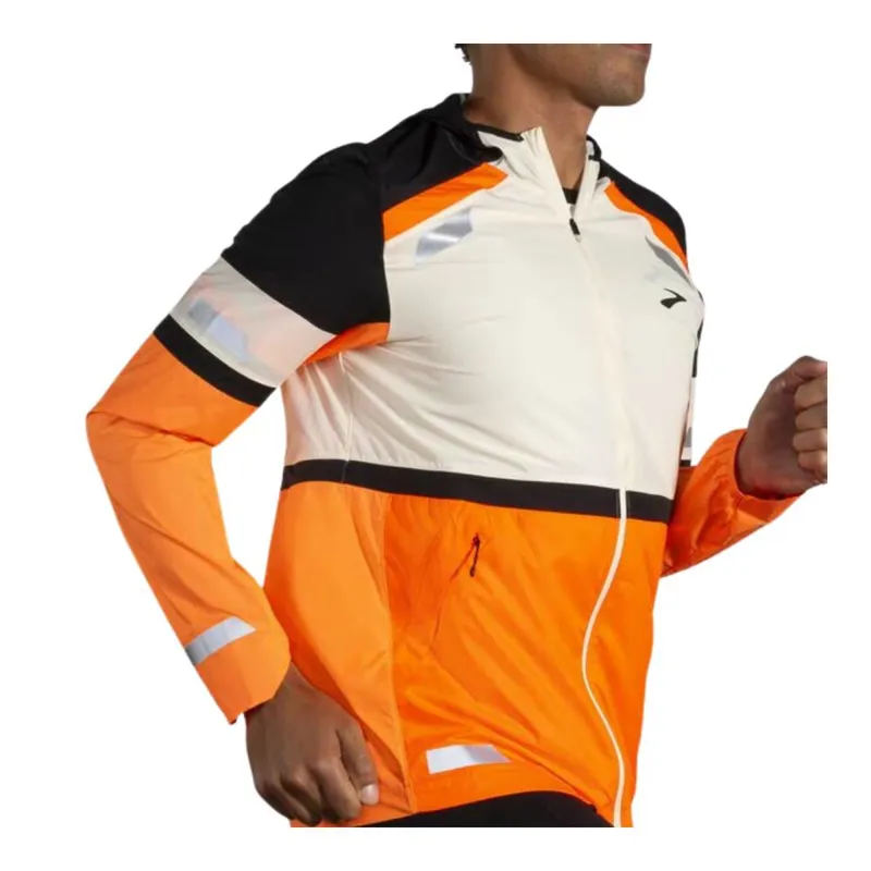 Brooks Men's Run Visible Jacket 2.0 Ecru/Fluoro Flash/Black-3