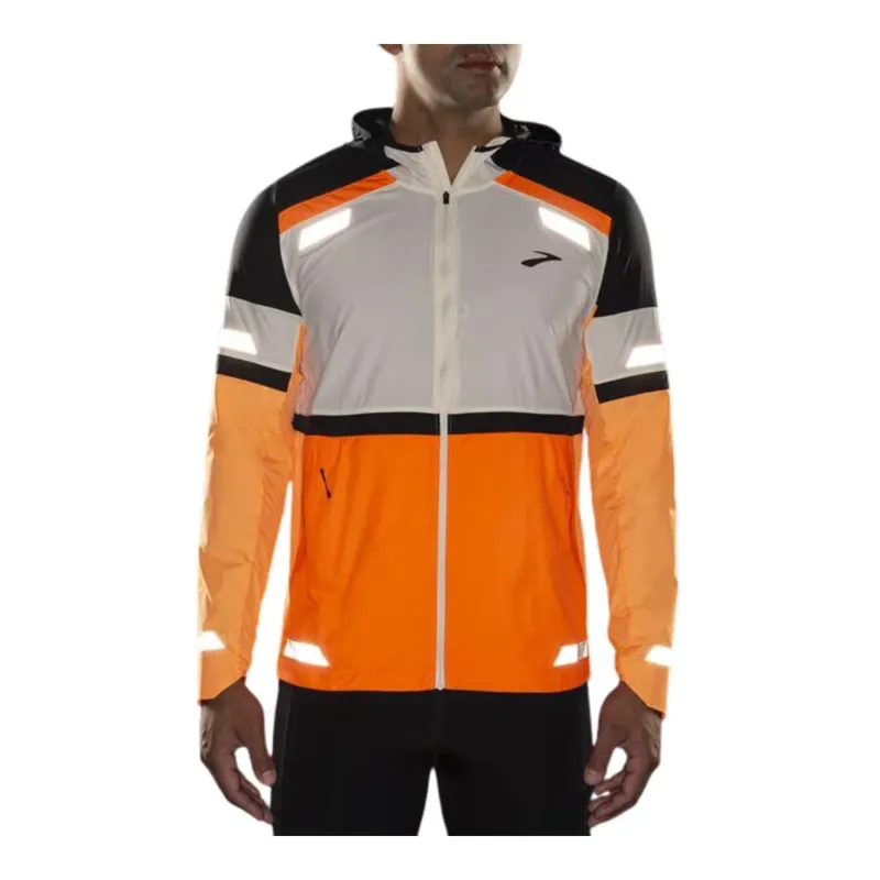 Brooks Men's Run Visible Jacket 2.0 Ecru/Fluoro Flash/Black-4