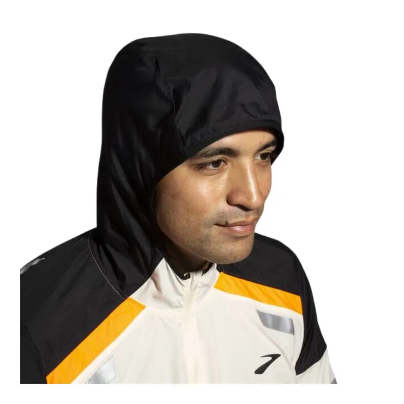 Brooks Men's Run Visible Jacket 2.0 Ecru/Fluoro Flash/Black-7