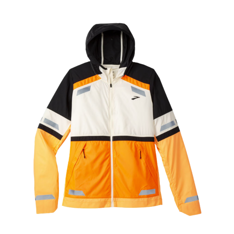 Brooks Women's Run Visible Jacket 2.0 Ecru/Fluoro Flash/Black