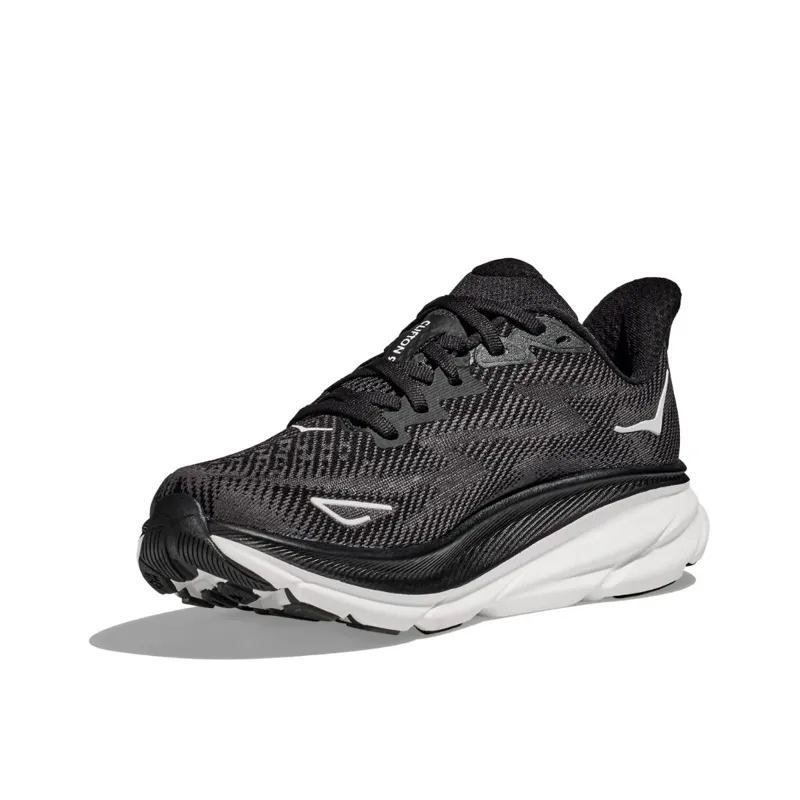 Hoka One One Clifton 9 Women's Running Shoe - Black/White  -2