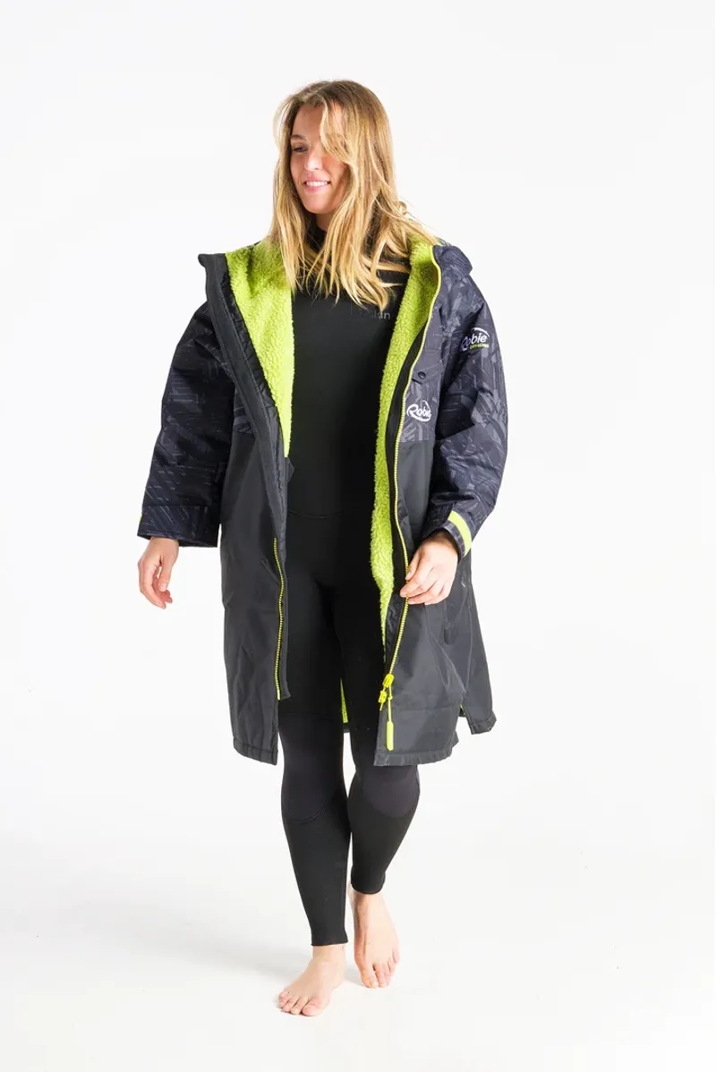Robie Robes Dry Recycled Long Sleeve Changing Robe - Black/Lime