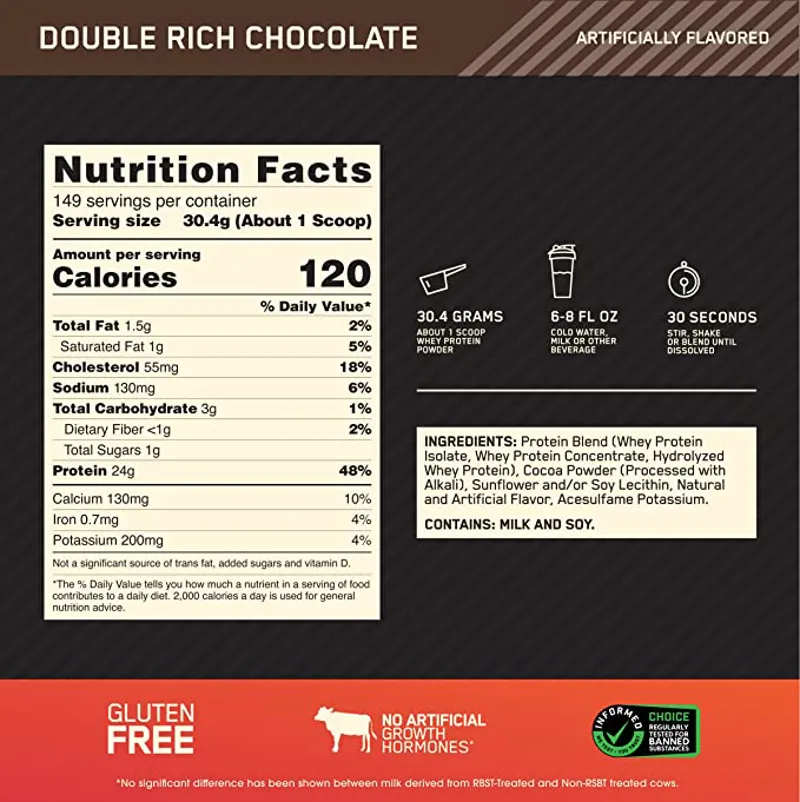 Optimum Nutrition: Gold Standard 100% Whey Protein Powder 450g - Double Rich Chocolate-1