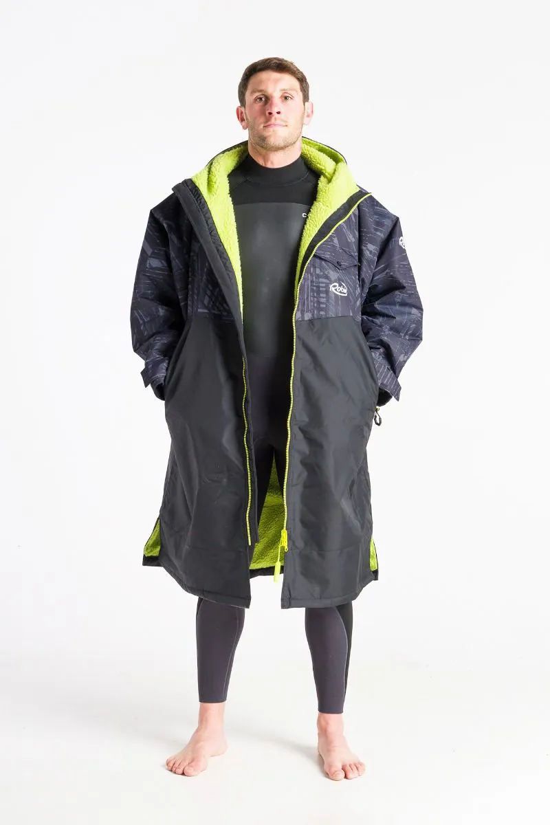 Robie Robes Dry Recycled Long Sleeve Changing Robe - Black/Lime-1