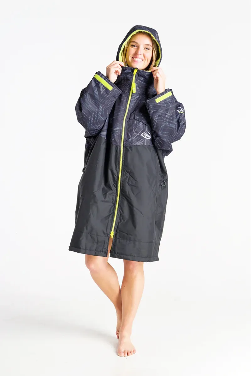 Robie Robes Dry Recycled Long Sleeve Changing Robe Black/Lime