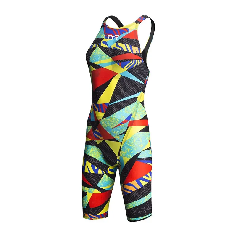 TYR Women's Prelude Open Back Kneeskin - Black/Multi Color-1
