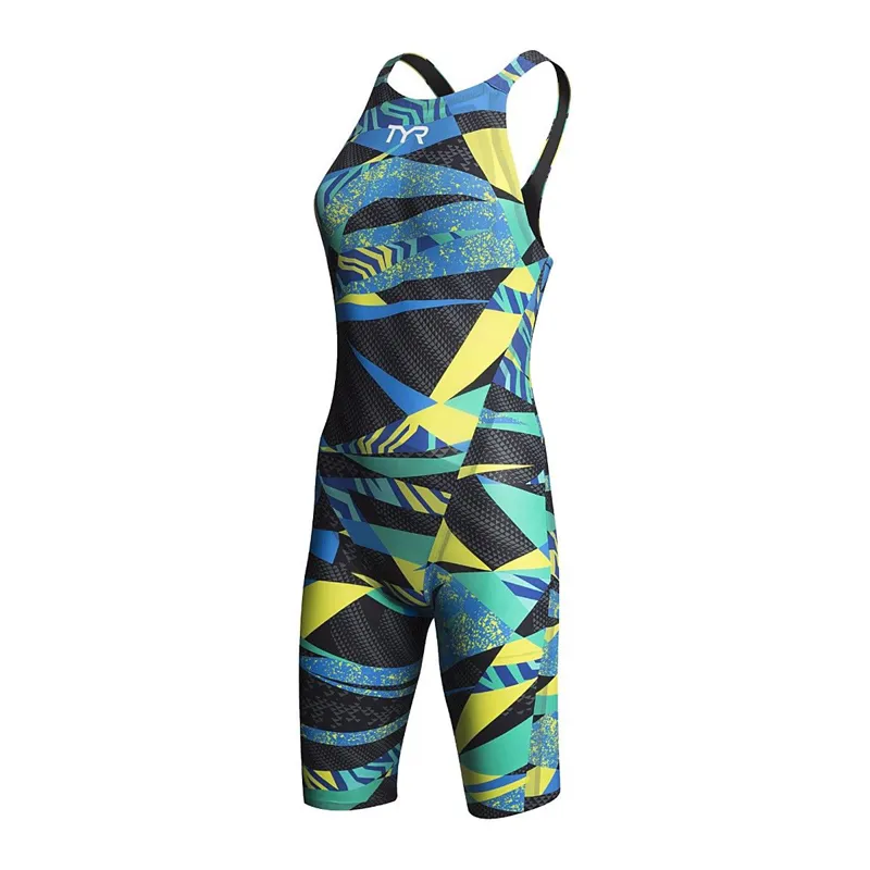 TYR Women's Prelude Open Back Kneeskin - Black/Multi Color-2