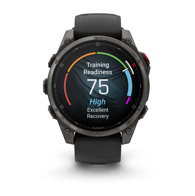 Garmin Fenix 8 Pro 47 mm AMOLED Sapphire Carbon grey DLC titanium with Black/pebble grey silicone band-6