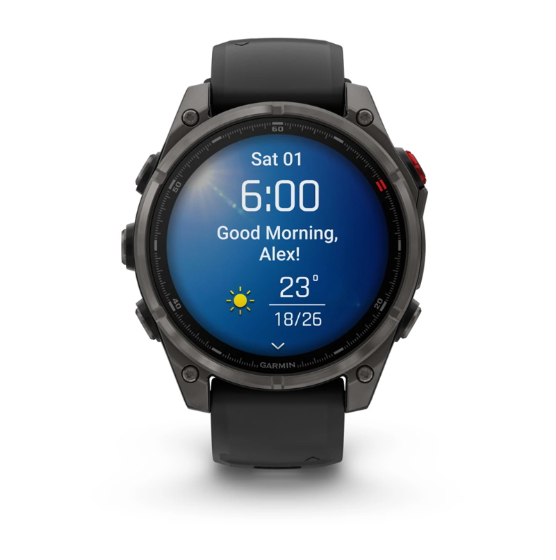Garmin Fenix 8 Pro 47 mm AMOLED Sapphire Carbon grey DLC titanium with Black/pebble grey silicone band-8