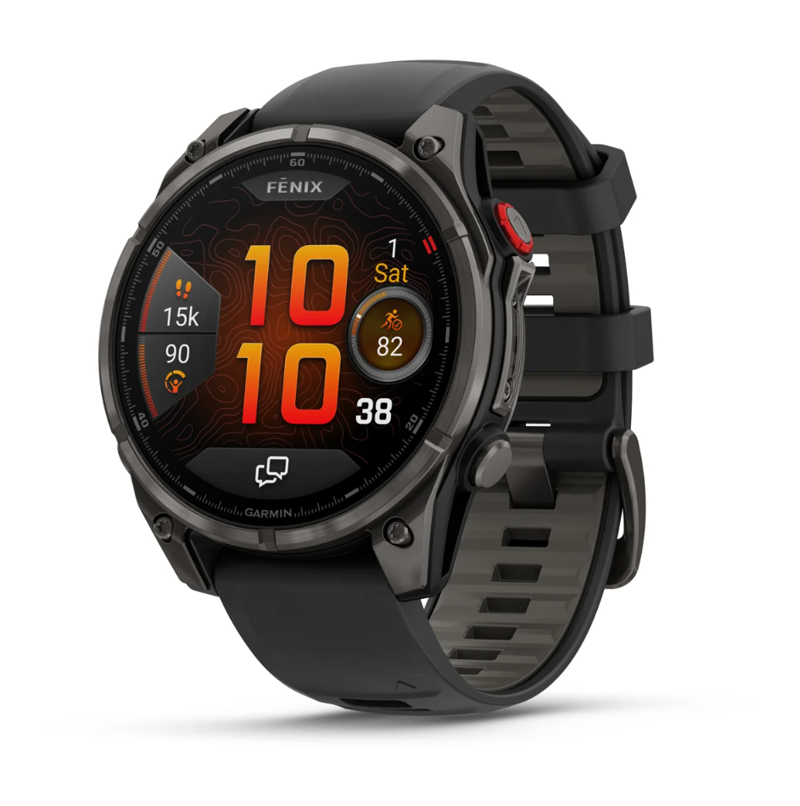 Garmin Fenix 8 Pro 47 mm AMOLED Sapphire Carbon grey DLC titanium with Black/pebble grey silicone band