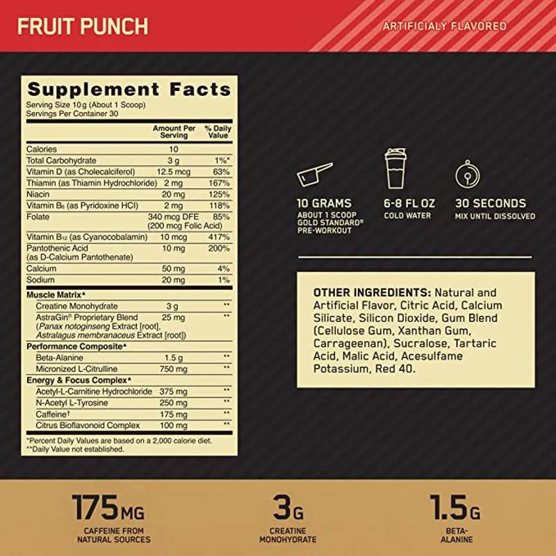 Optimum Nutrition: Gold Standard Pre-Workout 330g - Fruit Punch-2
