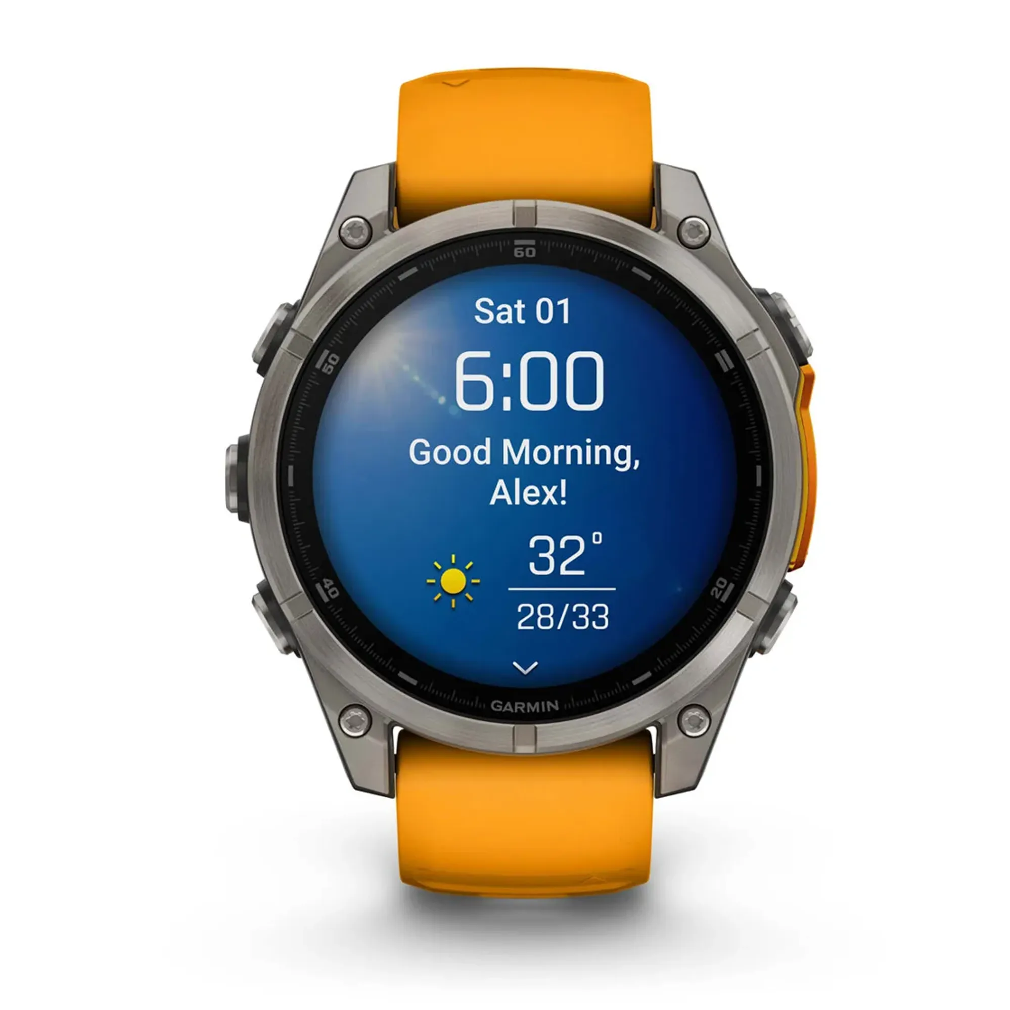 Garmin Fenix 8 47 mm AMOLED Sapphire Titanium with Spark orange graphite silicone band