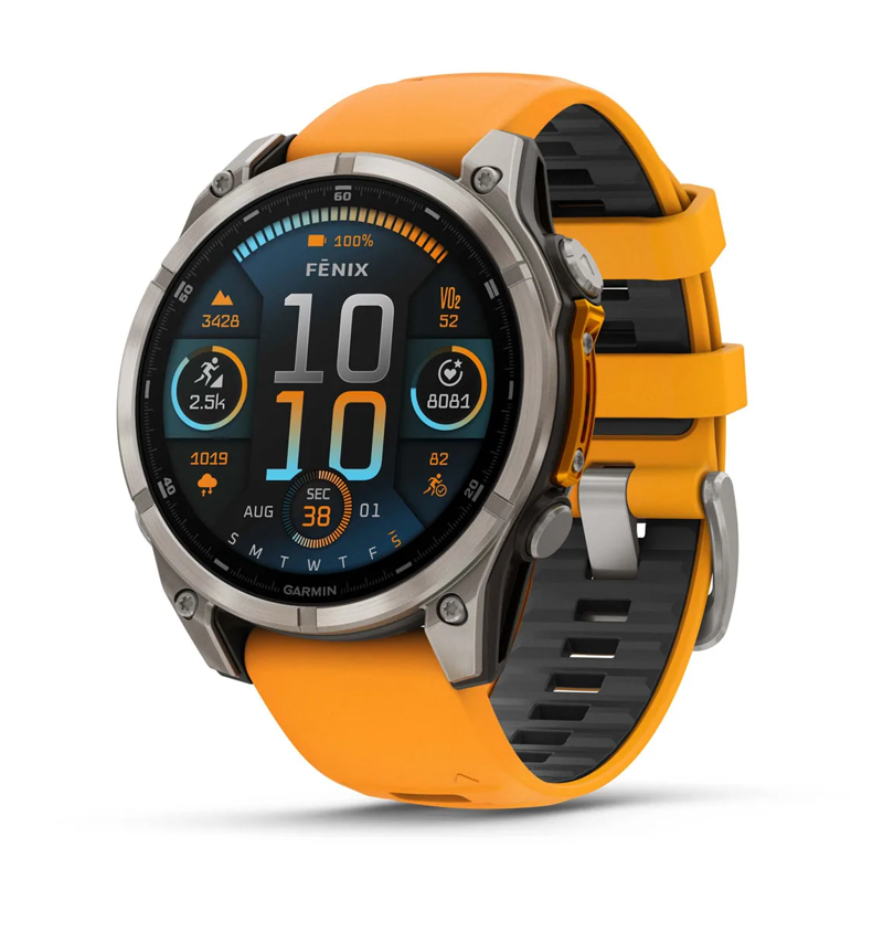 Garmin Fenix 8 47 mm AMOLED Sapphire Titanium with Spark orange/graphite silicone band-9