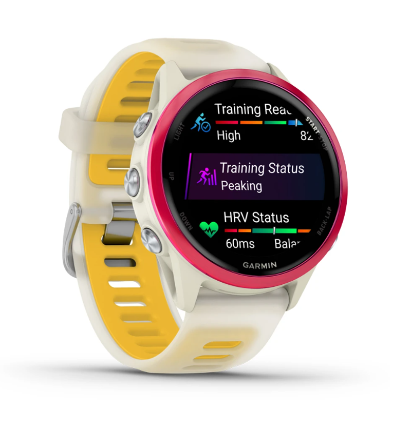 Garmin Forerunner 570 42mm Raspberry Aluminium with Translucent Bone/Mango Band-2