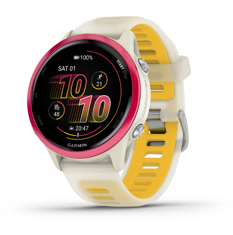 Garmin Forerunner 570 42mm Raspberry Aluminium with Translucent Bone/Mango Band