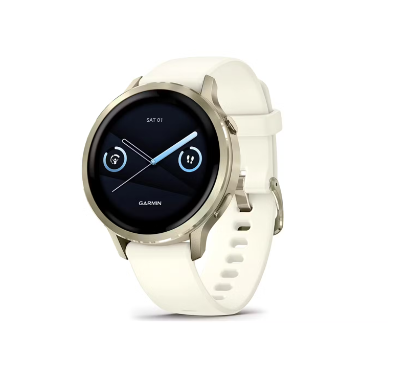 Garmin Venu 4 41mm Lunar Gold with Bone Silicone Band-4