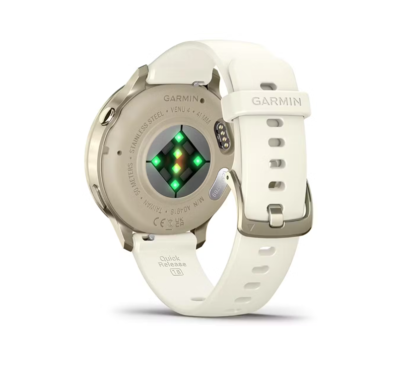Garmin Venu 4 41mm Lunar Gold with Bone Silicone Band-5