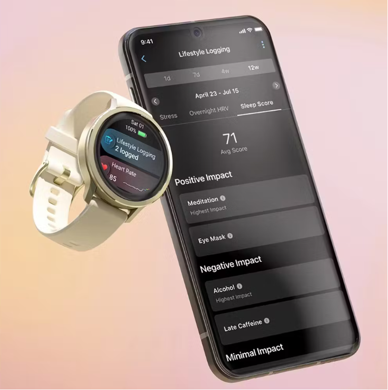 Garmin Venu 4 41mm Lunar Gold with Bone Silicone Band-7