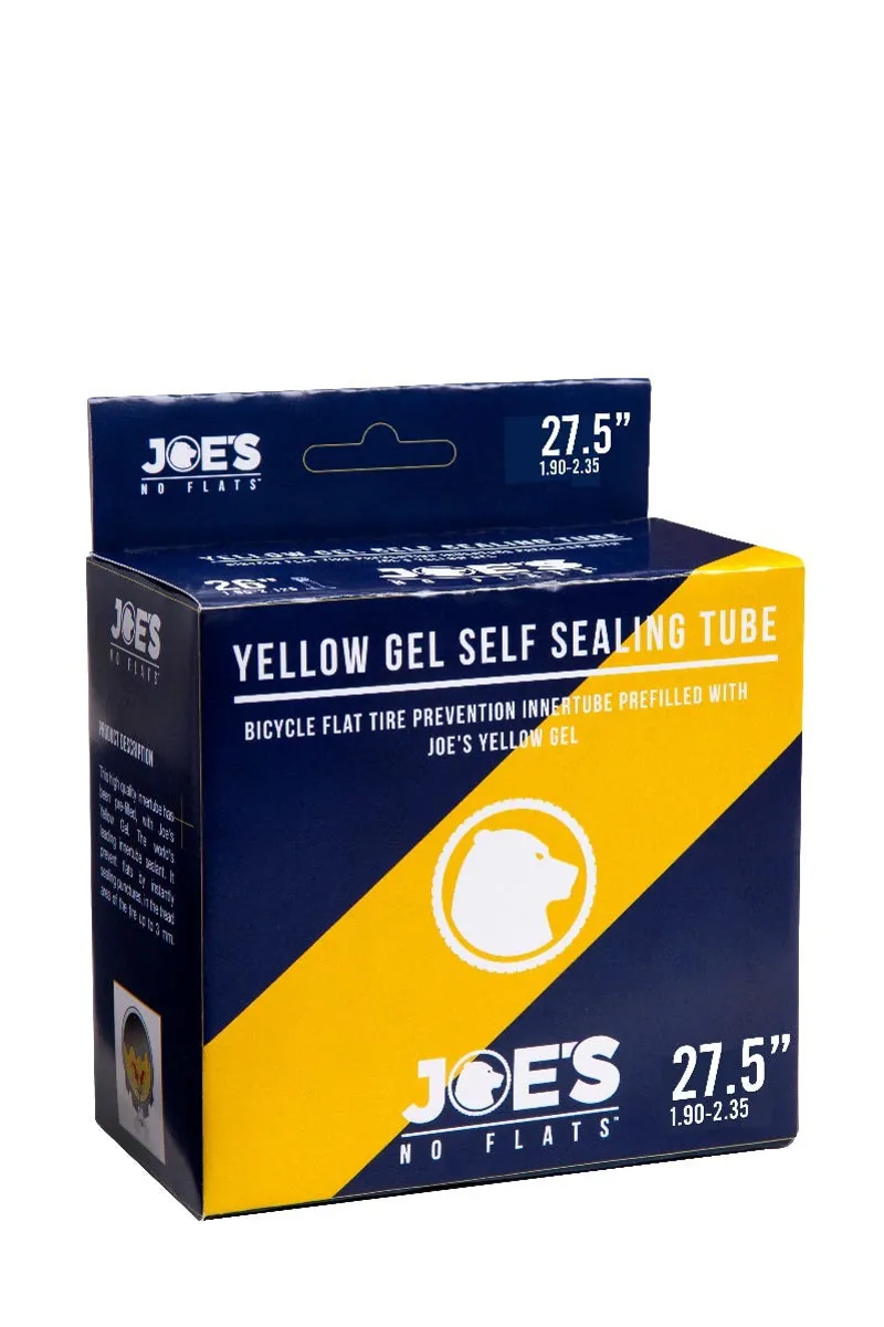 Joe's No Flats: Yellow Gel Self Sealing Inner Tube 27.5 x 1.90-2.35 Presta - Black