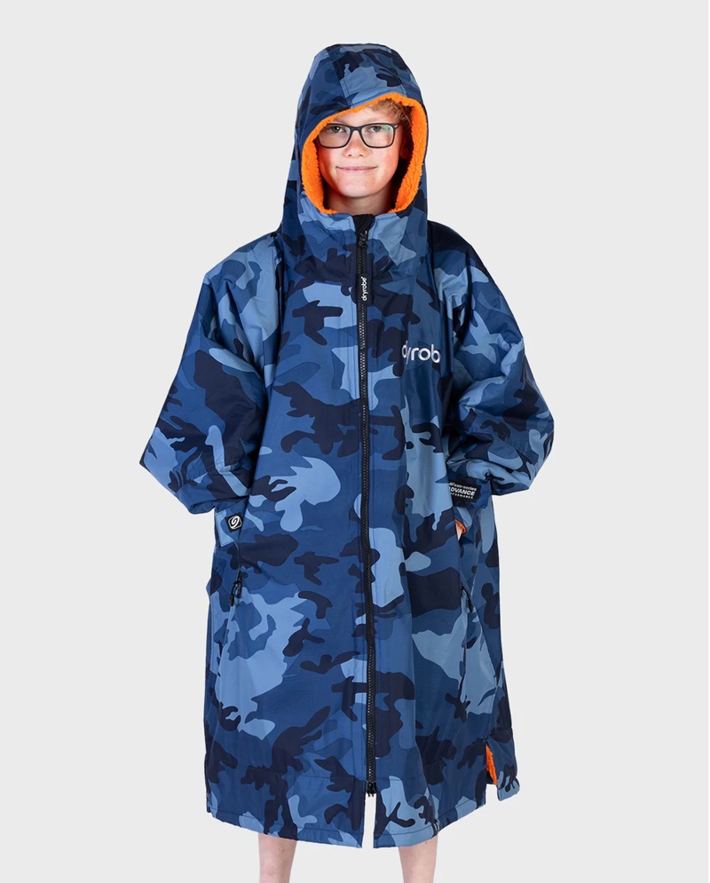 V3 Dryrobe Kids L/S 10-13 Blue Camo/Orange-1