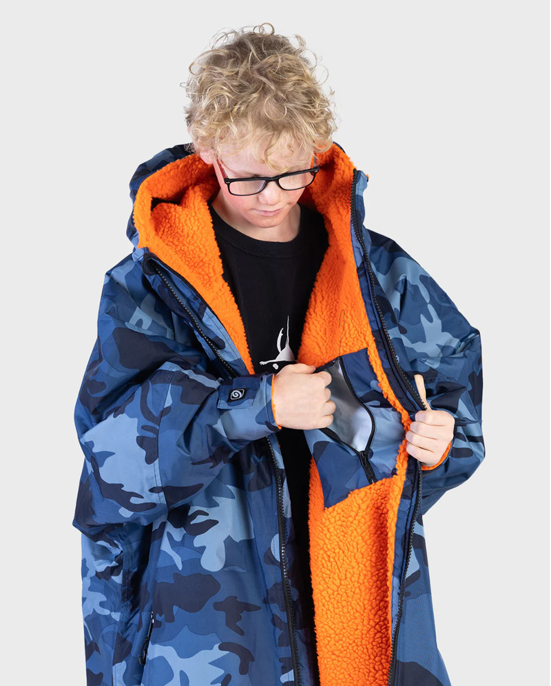 V3 Dryrobe Kids L/S 10-13 Blue Camo/Orange-2