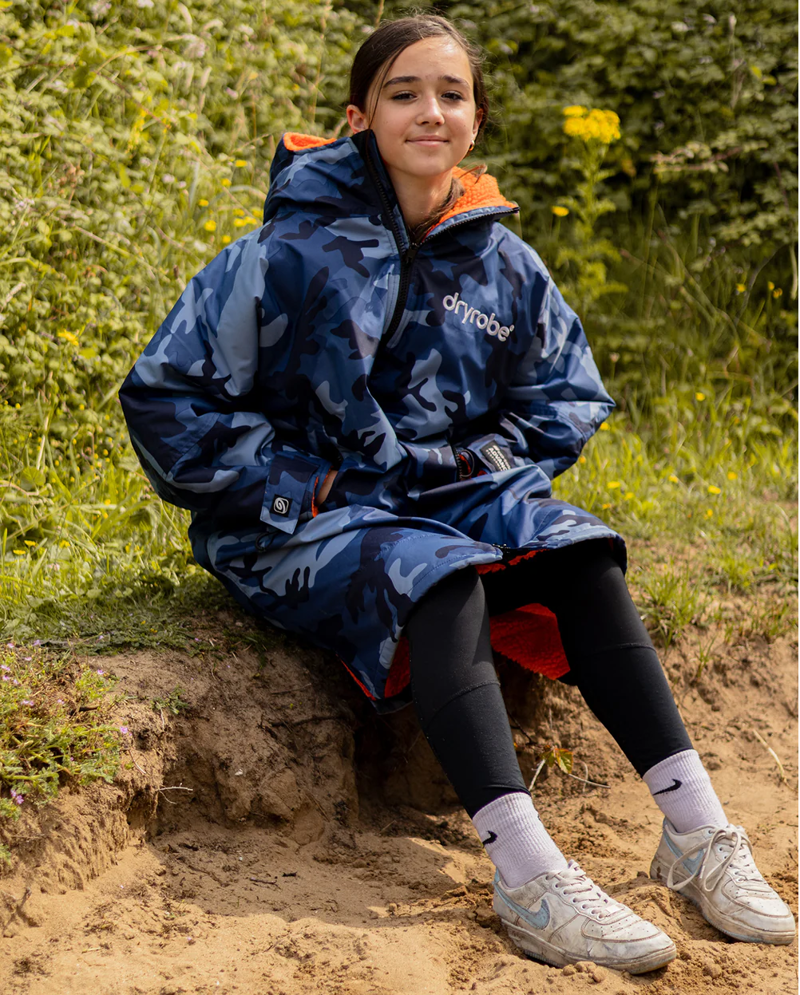 V3 Dryrobe Kids L/S 10-13 Blue Camo/Orange-5