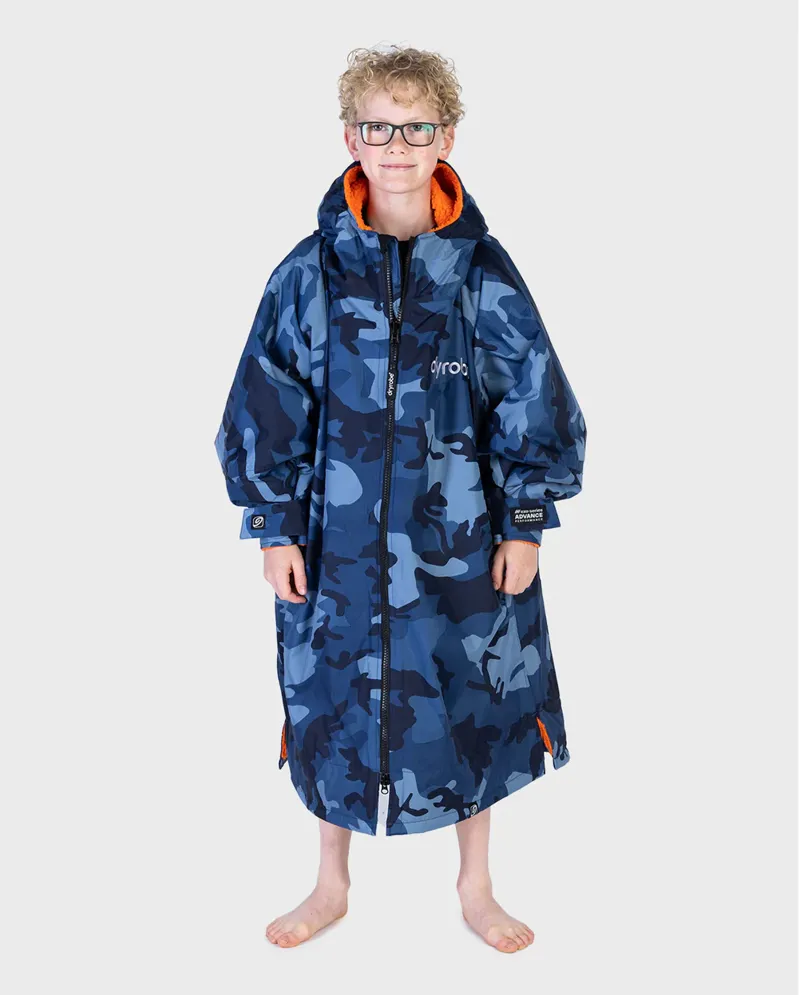 V3 Dryrobe Kids L/S 10-13 Blue Camo/Orange