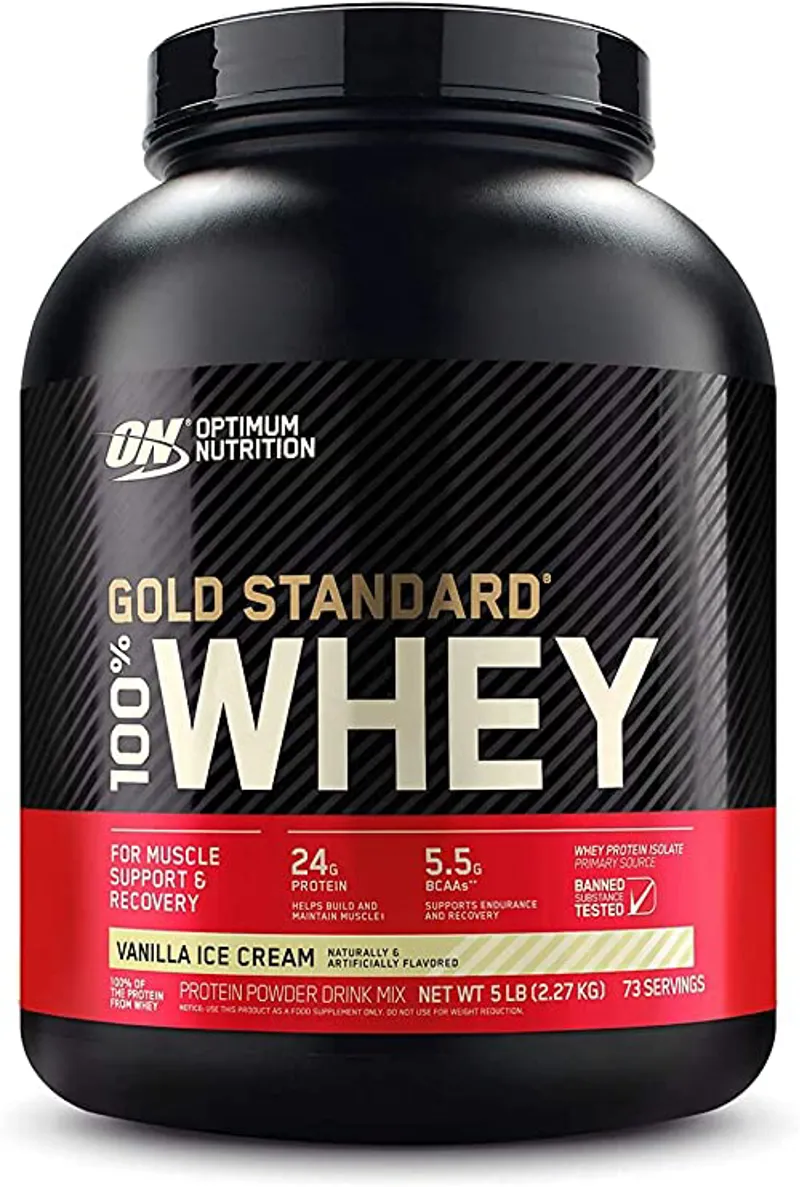 Optimum Nutrition: Gold Standard 100% Whey Protein/5lbs - Vanilla Ice Cream