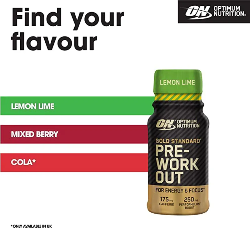 Optimum Nutrition: Gold Standard Pre-Workout Energy Shot Ready to Drink Food Supplement 60ml - Lemon