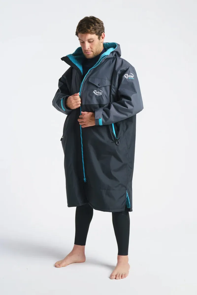 Robie Robes Dry Recycled Long Sleeve Changing Robe - Black/Blue