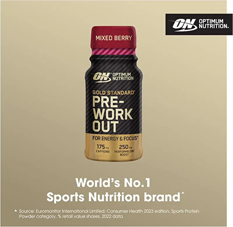 Optimum Nutrition: Gold Standard Pre-Workout Energy Shot Ready to Drink Food Supplement 60ml - Mixed Berry-1