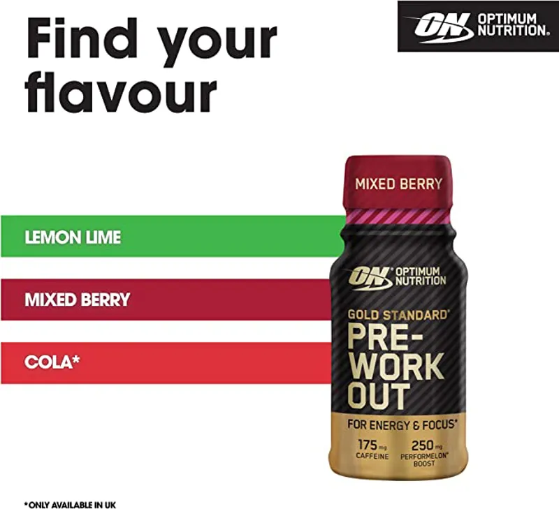Optimum Nutrition: Gold Standard Pre-Workout Energy Shot Ready to Drink Food Supplement 60ml - Mixed Berry-5
