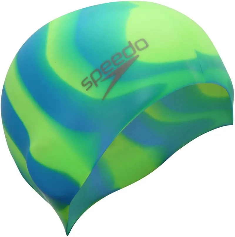 Speedo Junior Multi Colour Silicone Cap - Green/Blue-1