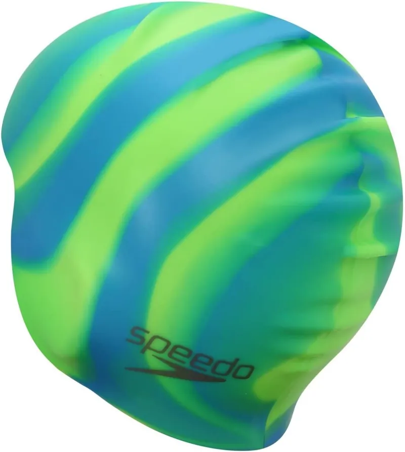 Speedo Junior Multi Colour Silicone Cap - Green/Blue