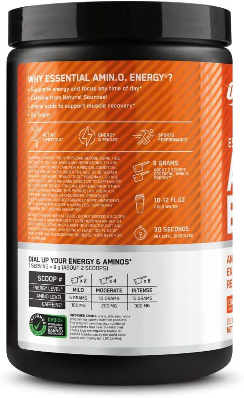 Optimum Nutrition Amino Energy Powder 270g/30 Servings Orange-1