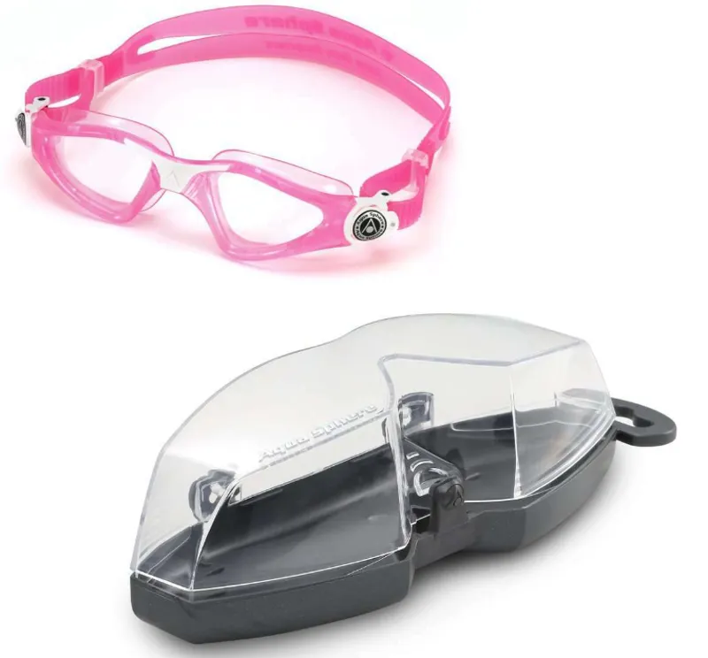 Aqua Sphere Kayenne Junior Swim Goggles Clear Lens - Pink/White-3