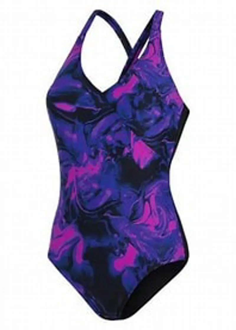 Speedo Women's Lexi Printed Shaping 1PC Swim Suit - Black/Purple