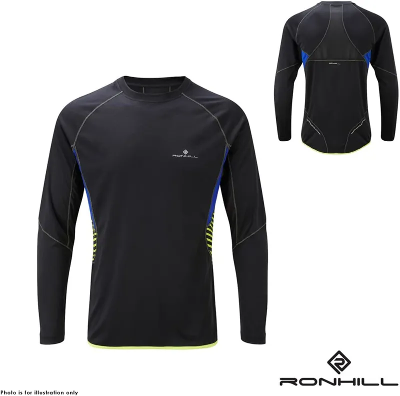Ronhill Advance L/S Crew Running Top in Size XXL - Blue/Grey-1