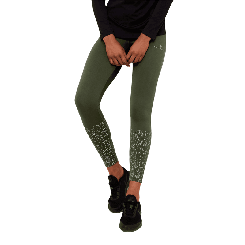 Ronhill Women's Life Night Runner Tight Khaki/Citrus/Reflect-3