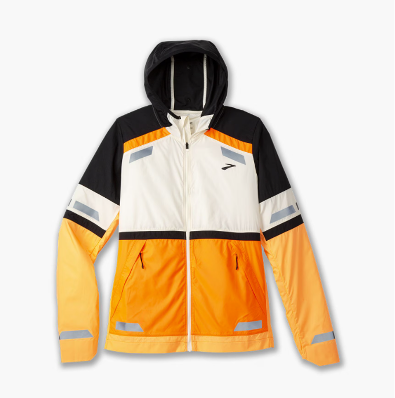 Brooks Men's Run Visible Jacket 2.0 Ecru/Fluoro Flash/Black