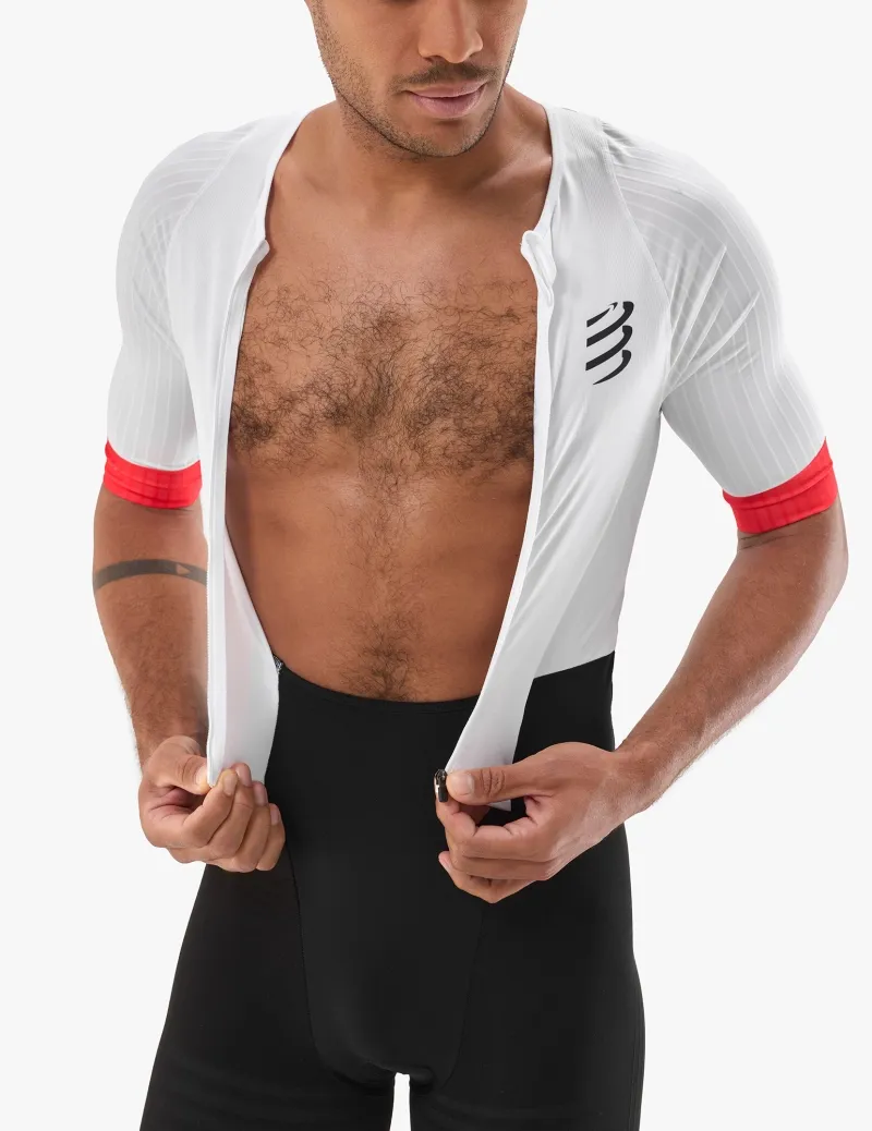 Compressport Men's Stream SS Trisuit - White/Black-2