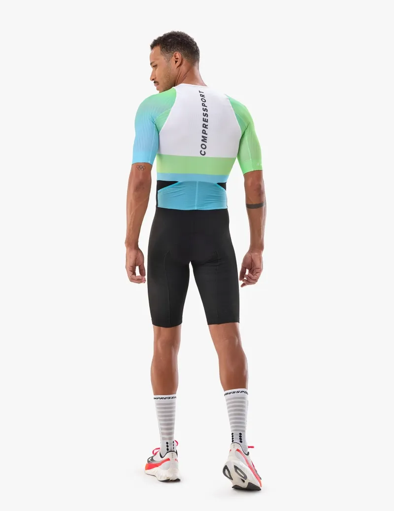 Compressport Men's Stream SS Trisuit White/Blue-Green-1