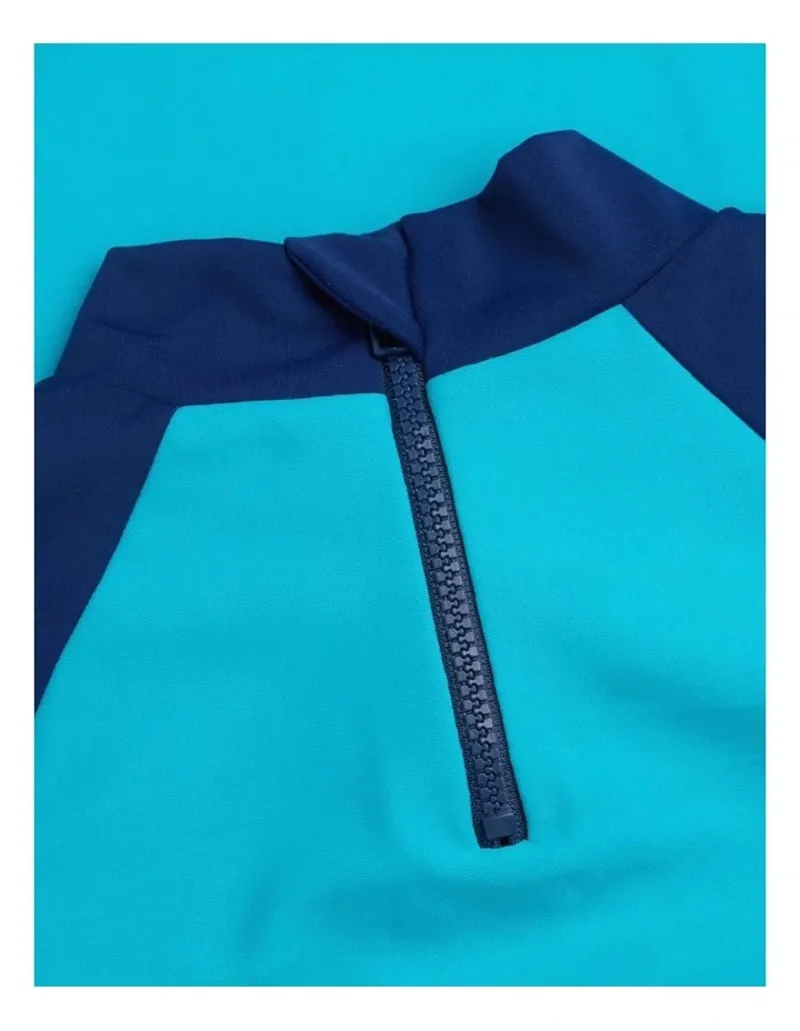 Speedo Toddler Boys Long Sleeve Printed Rash Top Blue-8