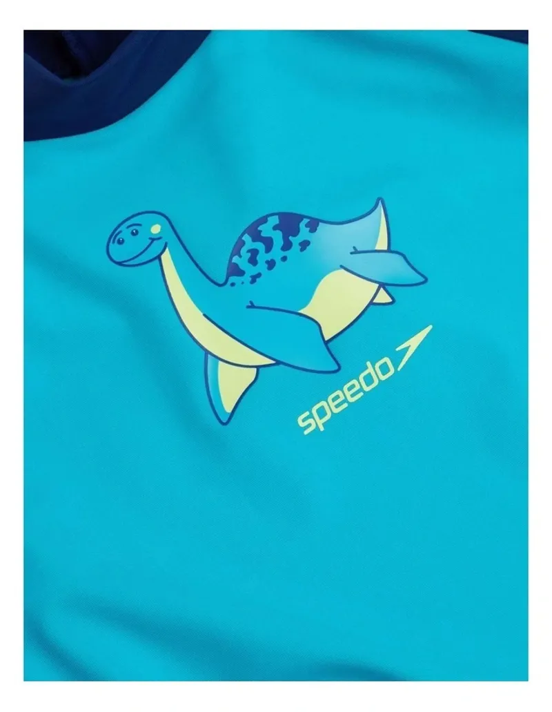 Speedo Toddler Boys Long Sleeve Printed Rash Top Blue-7