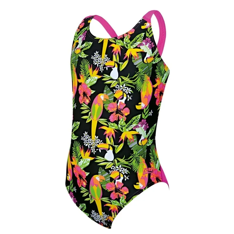 Zoggs Girl's Paradise Flyback Swimsuit Multi Pink