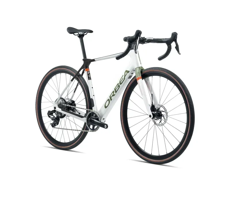 Orbea Gain M30 Electric Road Bike in White Chic/Green Artichoke -1