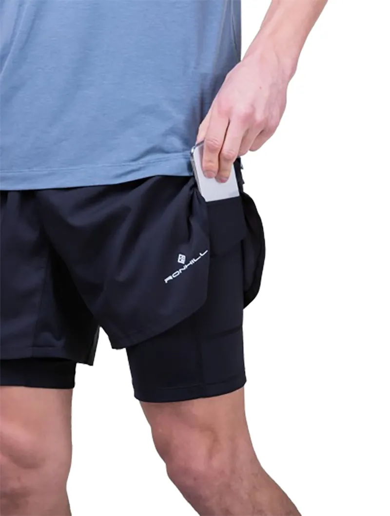 Ronhill Men's Tech 5inch Twin Short All Black-3