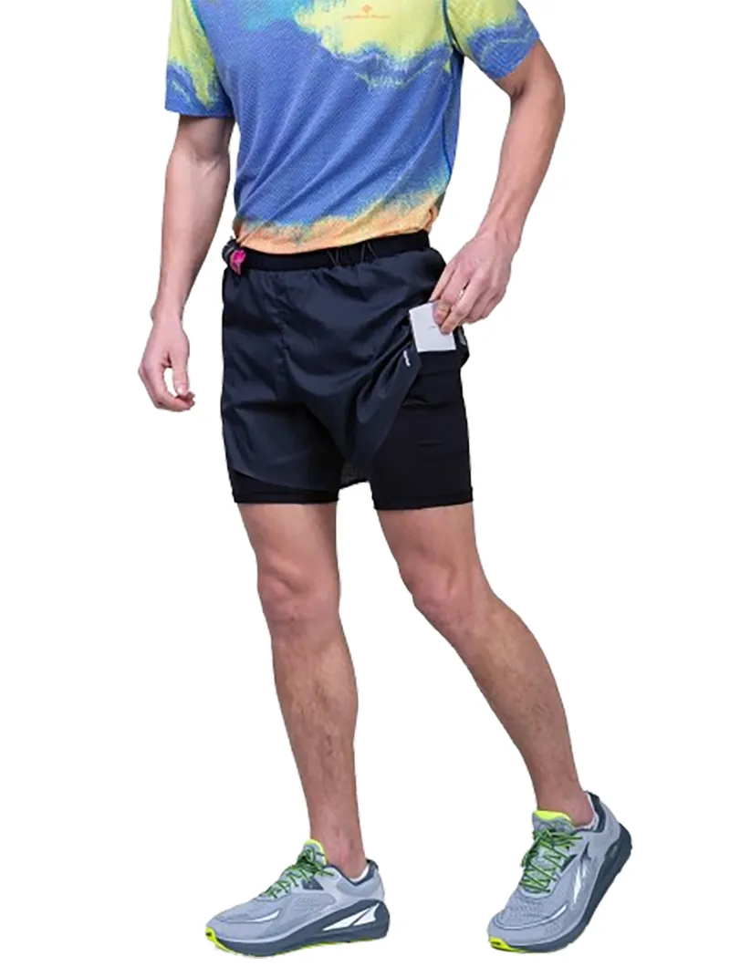 Ronhill Men's Tech Race Twin Short All Black-3