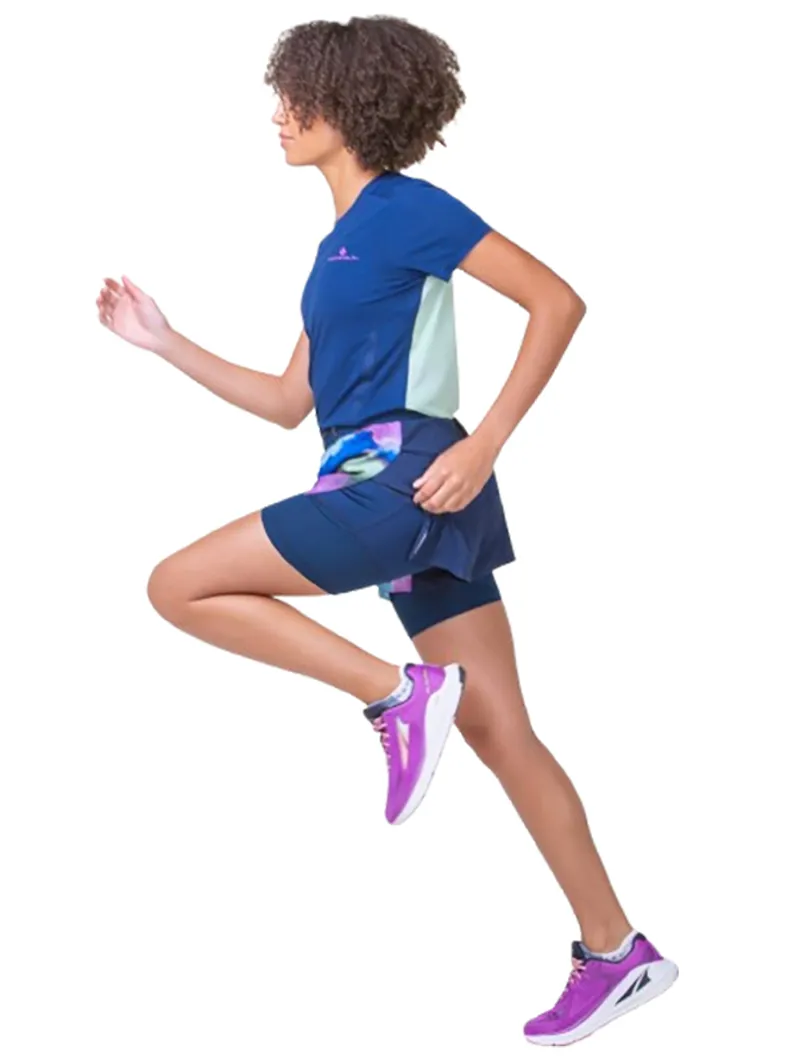 Ronhill Women's Tech Race Twin Short Dark Navy/Multi Mirage-10